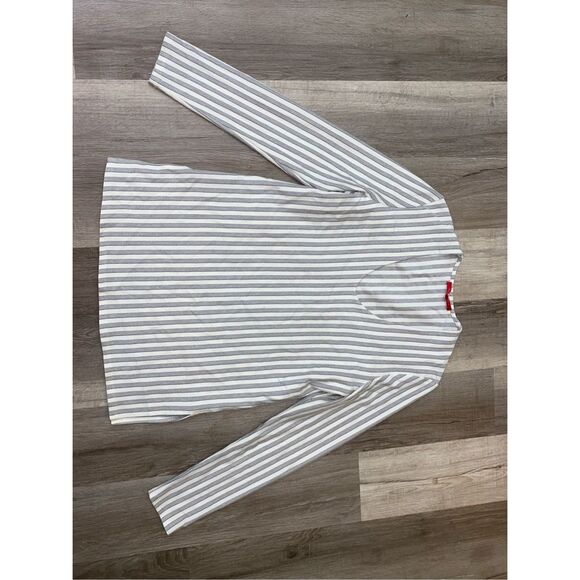 Rouge Margaux Gray and White Stripe Blouse, One Size - Picture 8 of 8